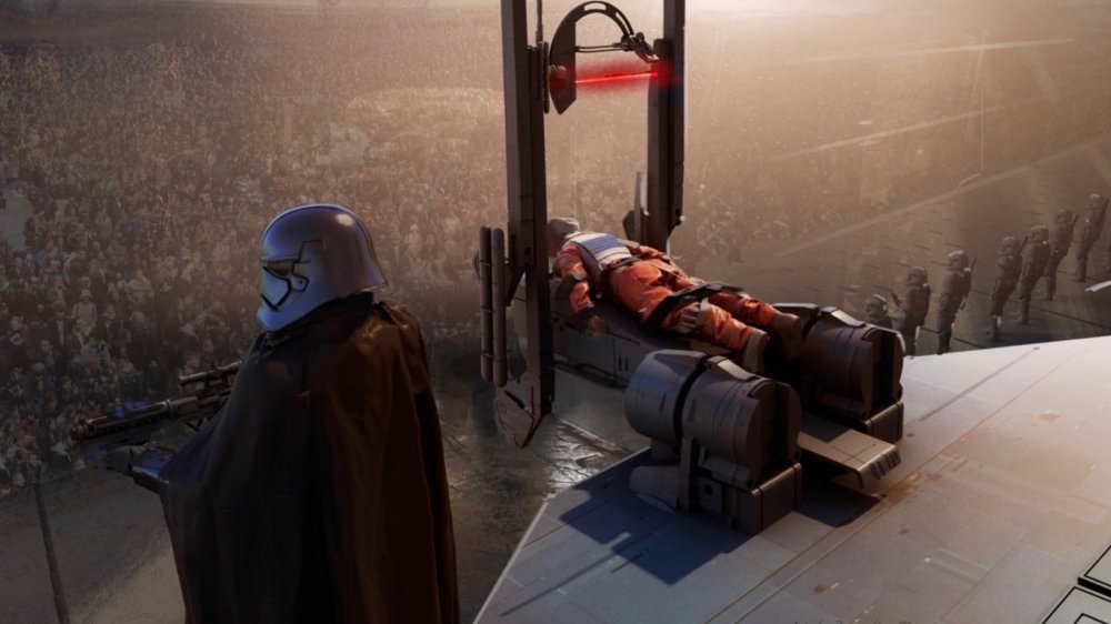 Concept art of Captain Phasma overseeing a public execution from "Star Wars: Episode IX - Duel of the Fates"