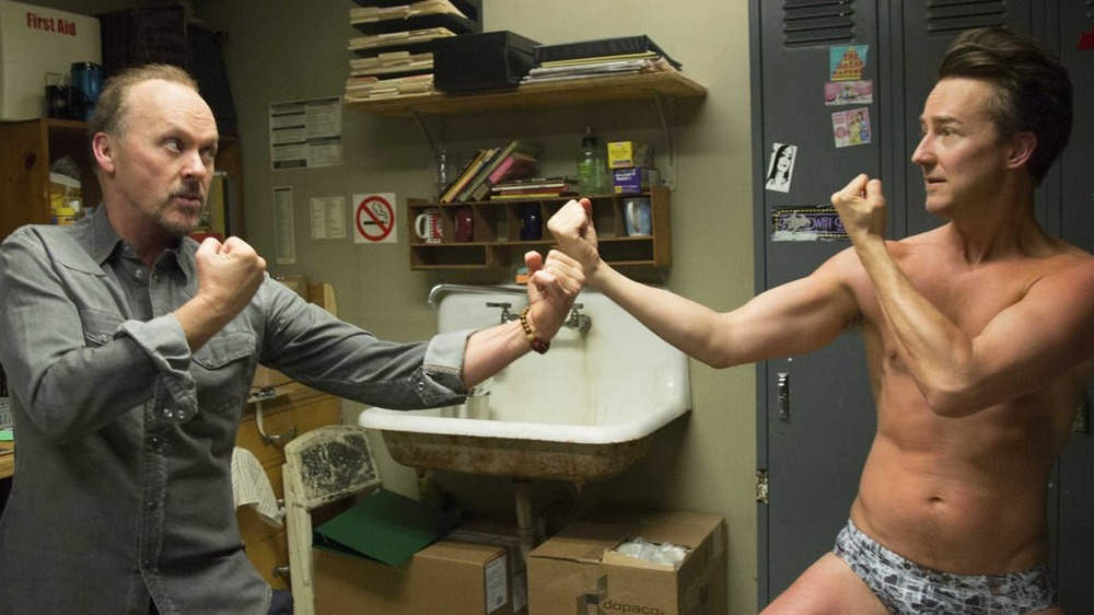 Michael Keaton and Edward Norton in Birdman