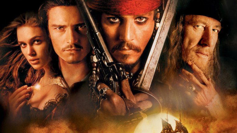 Johnny Depp on Pirates of the Caribbean: The Curse of the Black Pearl poster