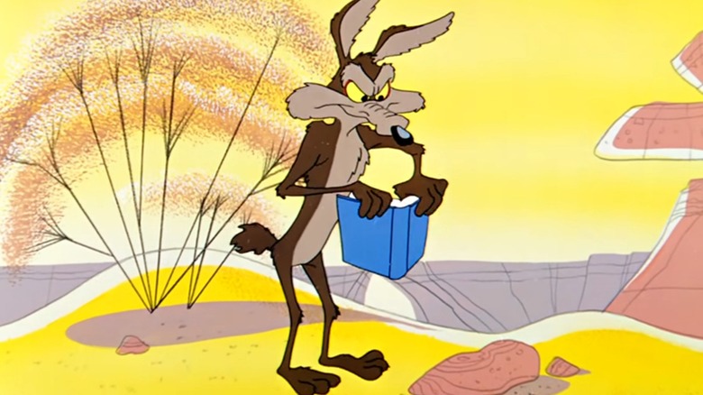 Wile E. Coyote holding book