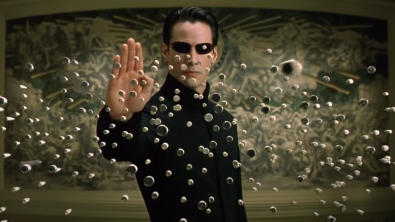 Neo stopping bullets in The Matrix Reloaded