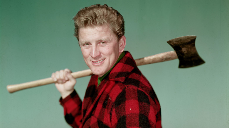 Kirk Douglas with an axe