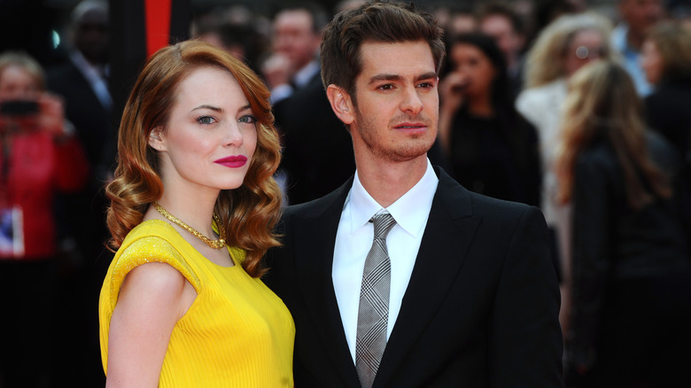 Emma Stone and Andrew Garfield pose on the red carpet