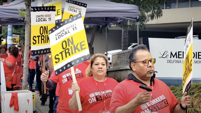 Unite Here Local 11 protestors striking