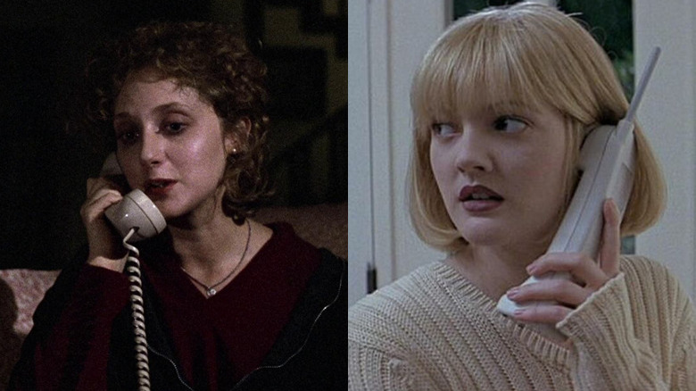 Carol Kane and Drew Barrymore answering the phone