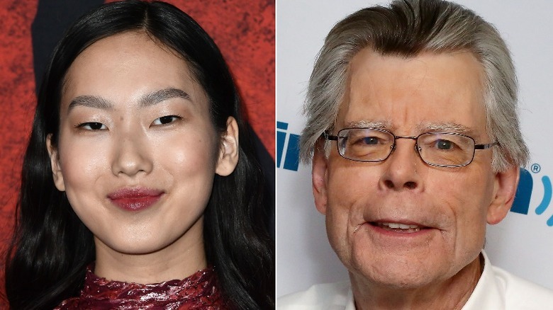 Madison Hu at a movie premiere and Stephen King at an event premiere