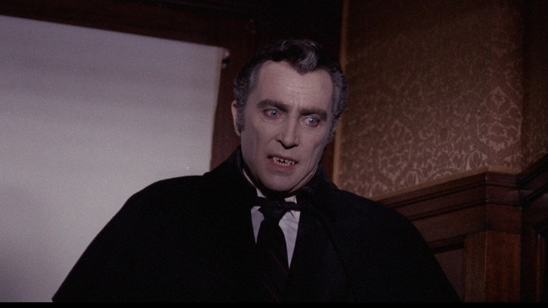 Count Yorga reveals his fangs in "Count Yorga, Vampire" (1970)