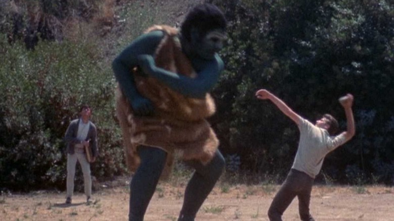 A man fights the Giant Cave Demon in "Equinox" (1970)