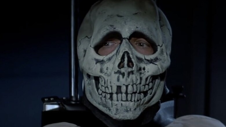 Dan Challis wears skull mask