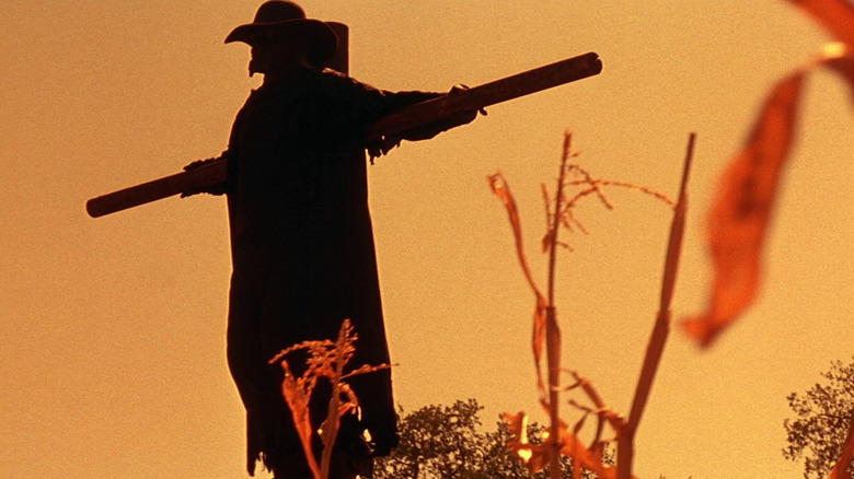 The Creeper poses as a scarecrow in a cornfield in "Jeepers Creepers 2" (2003)