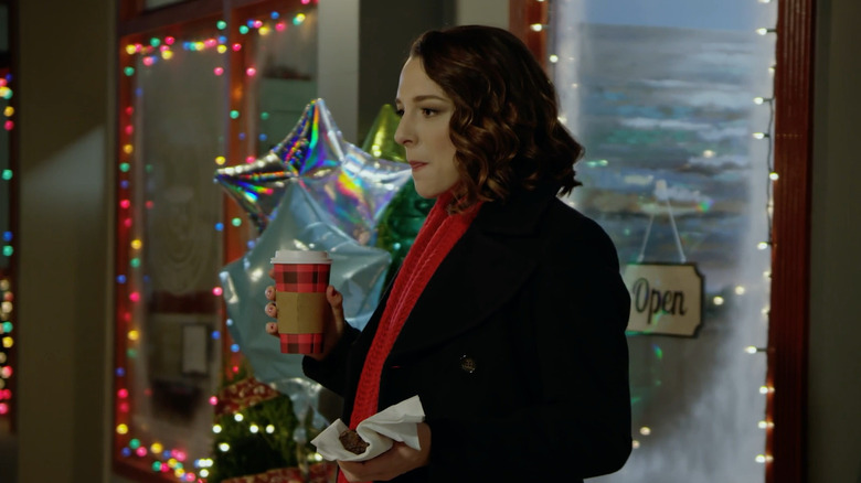 Colette drinks hot chocolate in Lifetime's Hot Chocolate Holiday