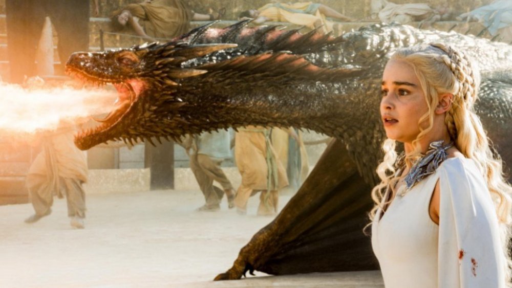 Emilia Clarke as Daenerys Targayen on Game of Thrones