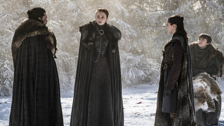 The Starks in the snow