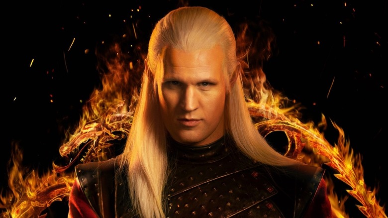 Daemon Targaryen on flame throne