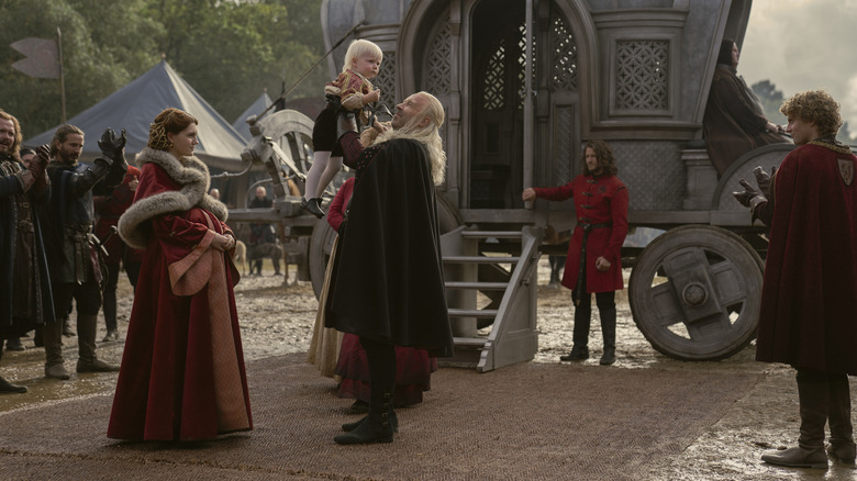 Viserys holds baby Aegon II