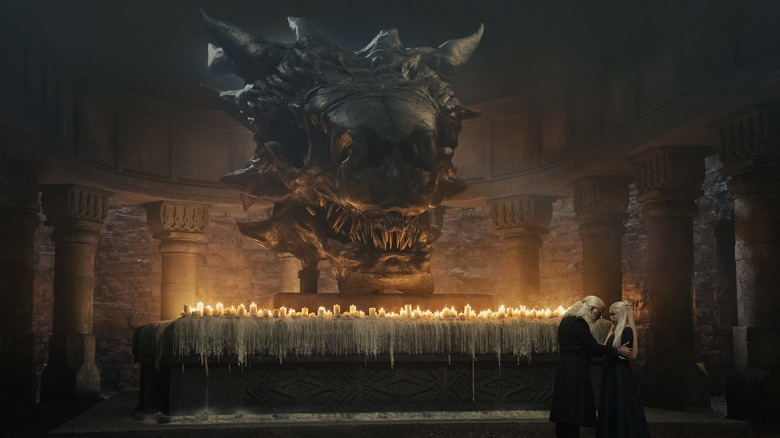 Viserys and Rhaenyra in catacombs