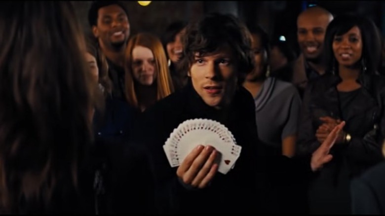 Jesse Eisenberg doing a card trick in "Now You See Me" 