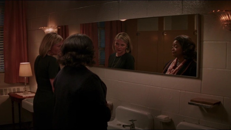 Vivian Mitchell and Dorothy Vaughan at bathroom