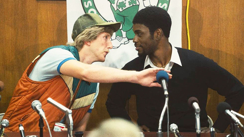 Larry Bird and Magic Johnson taunt each other