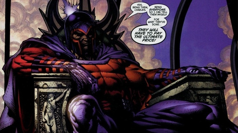 Magneto sitting on throne