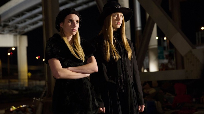 Emma Roberts Taissa Farmiga wearing black clothes