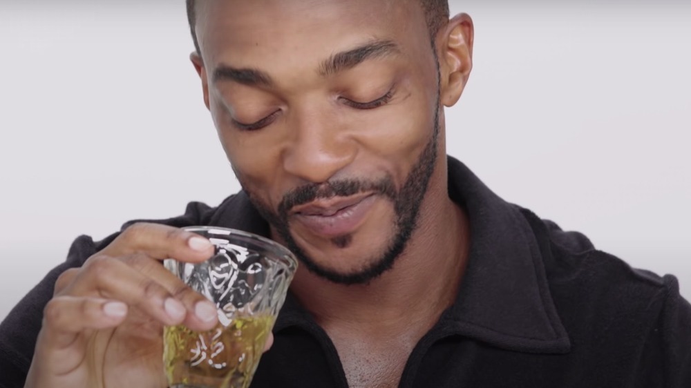 Anthony Mackie with drink