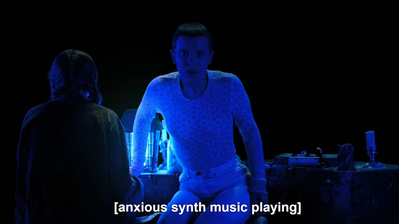 Eleven looking anxious with closed captioning