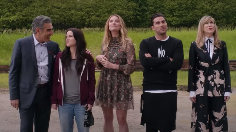 Schitt's Creek cast looking up