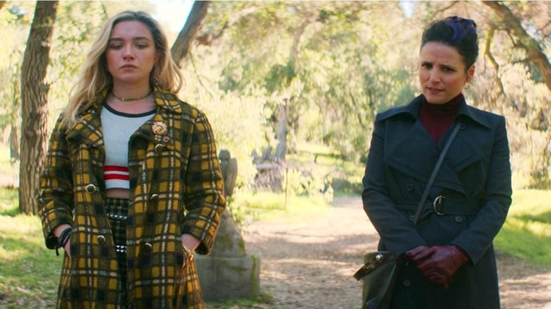 Yelena and Valentina talking at Nat's grave