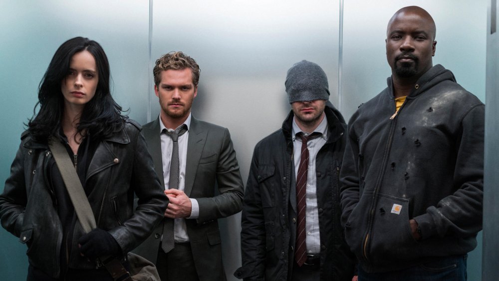 Krysten Ritter, Finn Jones, Charlie Cox and Mike Colter in The Defenders