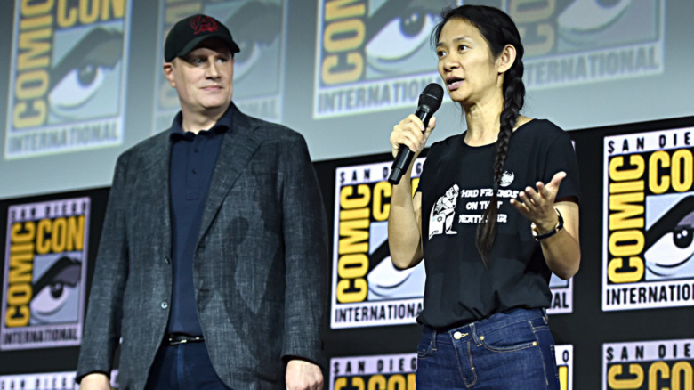 Kevin Feige and Chloe Zhao at Comic-Con