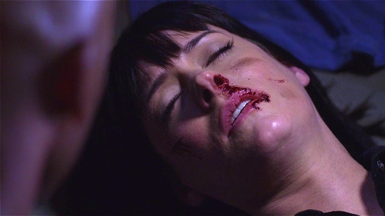 Emily Prentiss with a bloody face