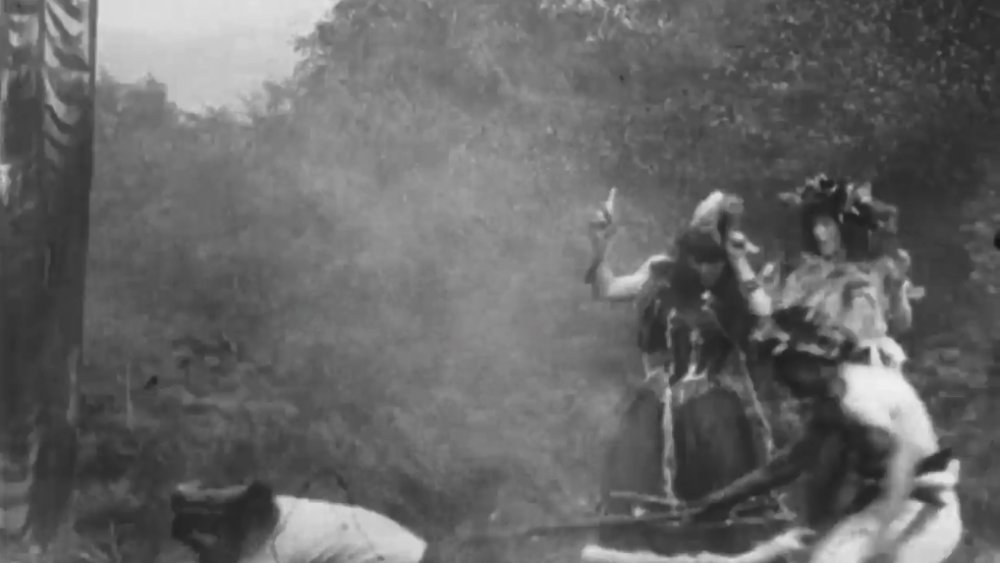 A still from the 1899 silent movie, Kidnapping by Indians