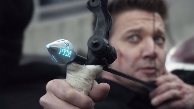 Clint Barton aiming the Pym arrow