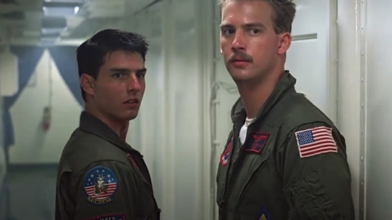 Maverick and Goose wearing uniforms