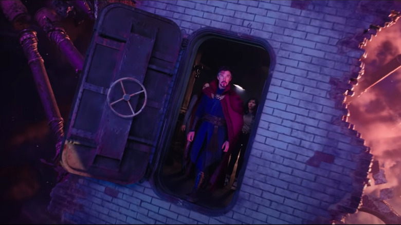 Doctor Strange walks through a door