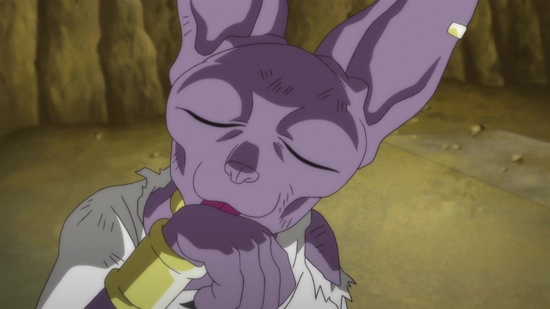 Beerus licks his paw