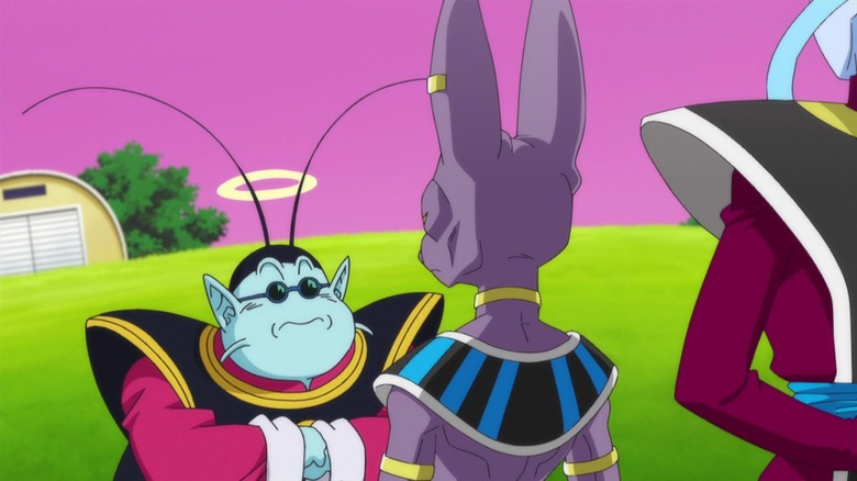 King Kai looks up at Beerus