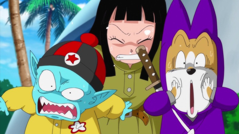 Pilaf, Mai and Shu look shocked