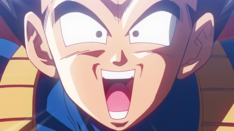 Vegeta smiles while singing