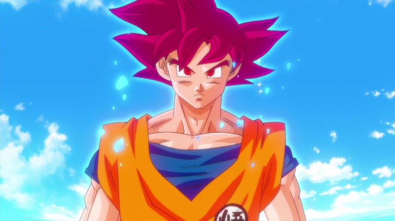 Blue energy surrounds Goku