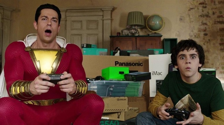 Shazam and Freddy play games