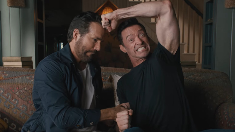 Ryan Reynolds and Hugh Jackman goofing around