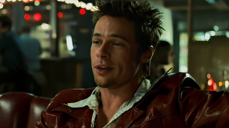 Tyler Durden talking red jacket