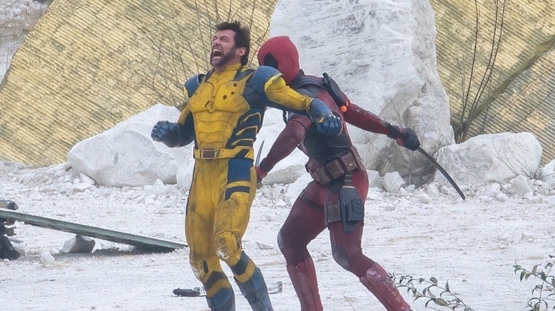 Deadpool 3 set photo shows Deadpool stab Wolverine in back