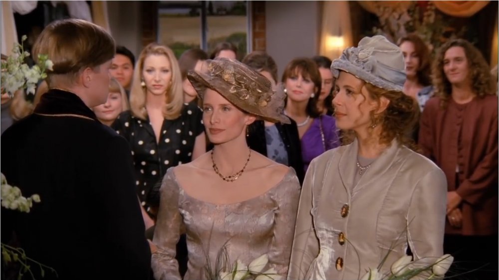 Candace Gingrich as the minister, Jane Sibbett as Carol and Jessica Hecht as Susan in Friends