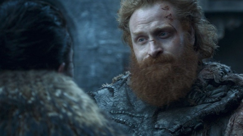 Tormund Giantsbane looking at Jon Snow