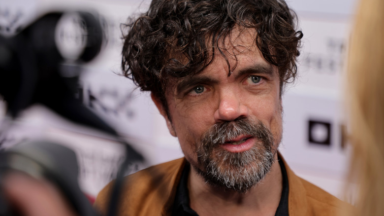 Peter Dinklage talks to reporters