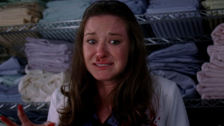 April Kepner scared with bloody nose