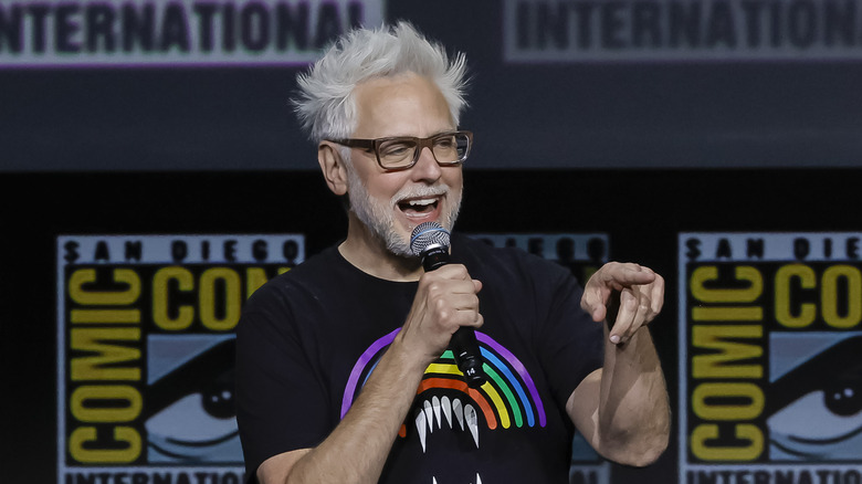 James Gunn onstage at Comic-Con